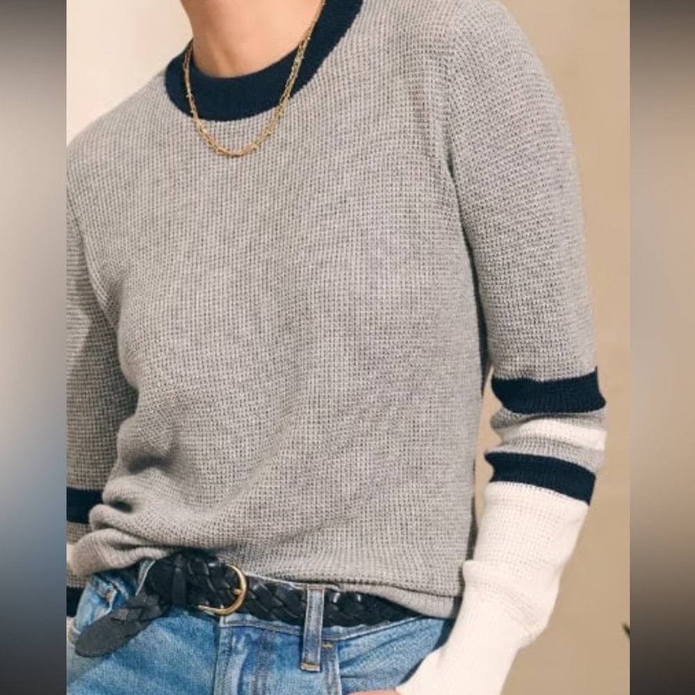 Faherty Women’s varsity throwback waffle crew neck sweater, XL